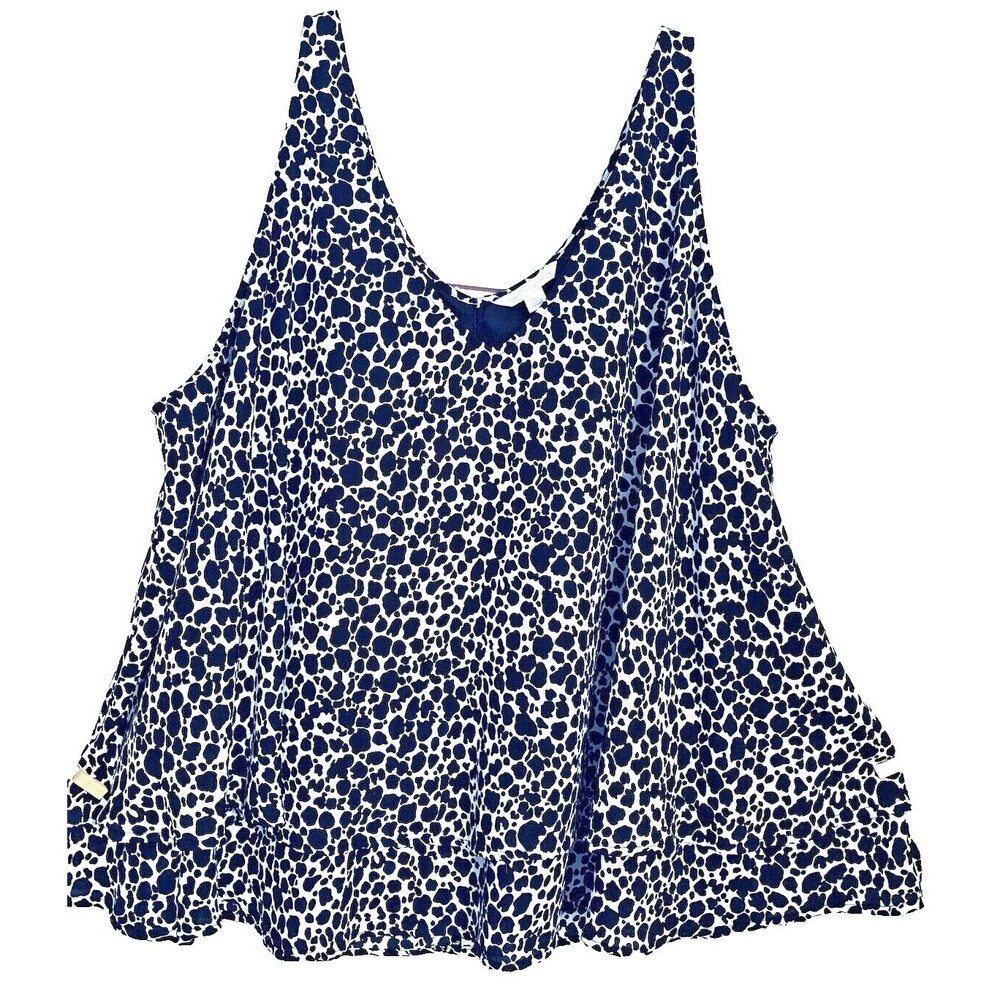 Boutique Swing Tiered Top Women's Size  2X  Black & White Print Fully Lined